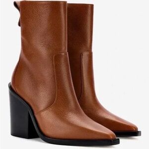 NWT LARROUDE Brown Leather Ankle Boots